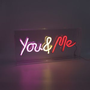Cadre _Néon_ lumineux éclairage LED à poser message _You and Me_