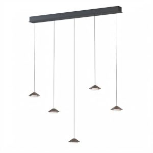 suspension moderne 5 spots réglable en hauteur avec support plafond