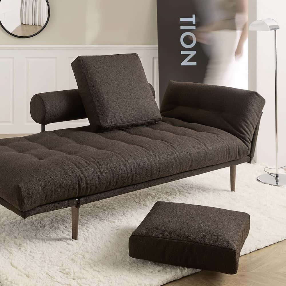 Méridienne modulable Rollo avec dossier relevé et coussins carrés