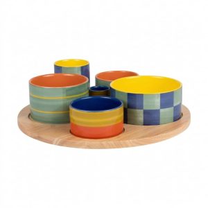 Service apéritif pivotant 6 coupelles coloré