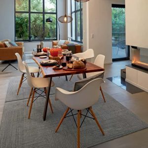 tapis couleur taupe pour salon lavable | design géométrique moderne