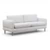 Canapé 3 places contemporain en tissu beige clair avec assise généreuse, accoudoirs larges et pieds en bois naturel, idéal pour salon scandinave, intérieur moderne ou décoration épurée.