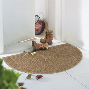 paillasson extérieur demi lune 100% recyclé, antidérapant, dune wash 'n dry taupe