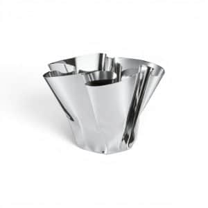 vase argenté margeaux en acier inoxydable chromé poli miroir