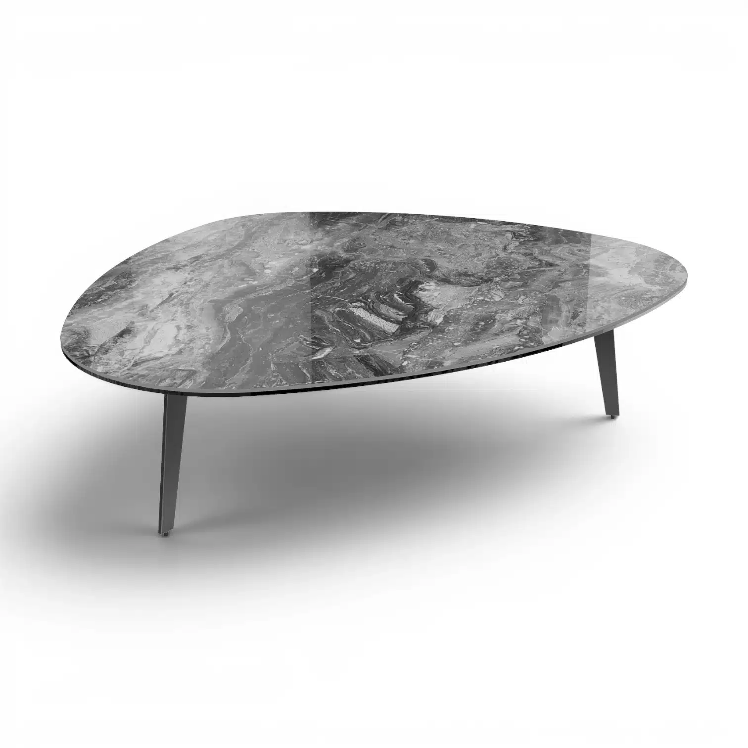 table basse design en céramique avec pieds métal 120 x 140 cm