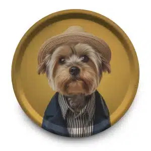 Plateau rond original Achille - Déco chien design 38 cm