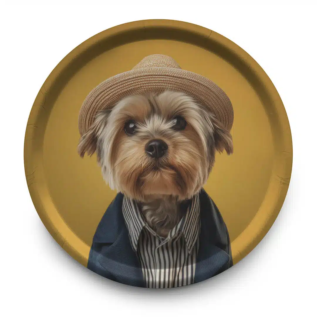 Plateau rond original Achille - Déco chien design 38 cm
