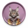 Plateau Rond en Bois Décoratif – Motif Chat – Olie