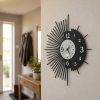 Horloge design ronde en métal noir Mirò