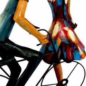 Alternative view of Sculpture décorative en métal couple à vélo, grande taille, Collection Pigment