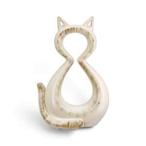 statue-chat-ceramique-creme-brillante-petit-modele-profil