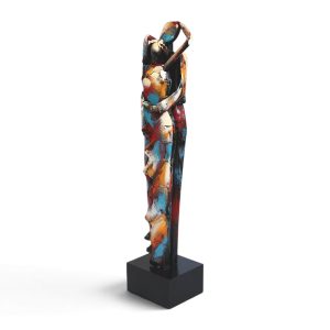 Statuette couple enlacé en métal coloré