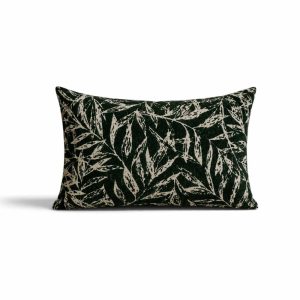 Coussin décoratif pour canapé motif feuillage vert foncé