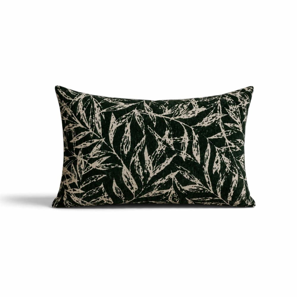 Coussin décoratif pour canapé motif feuillage vert foncé