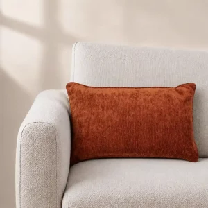 Coussin velours cotelé rouille