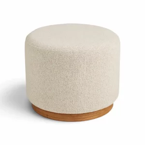 Pouf bois et tissu beige