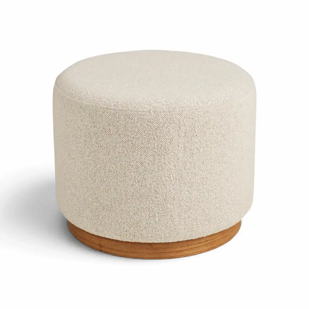 Pouf bois et tissu beige