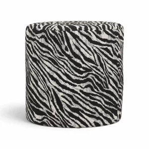 pouf zèbre en tissu rond diamètre 40 cm