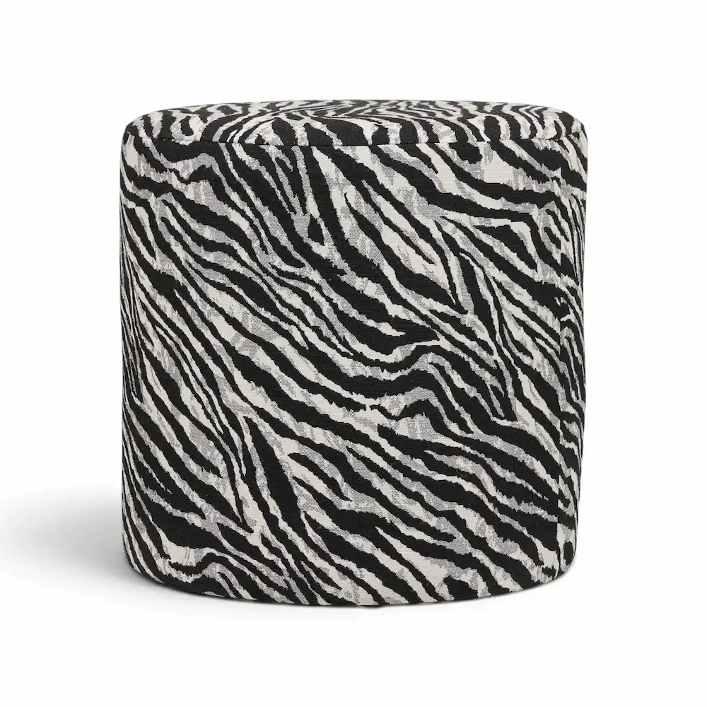 pouf zèbre en tissu rond diamètre 40 cm
