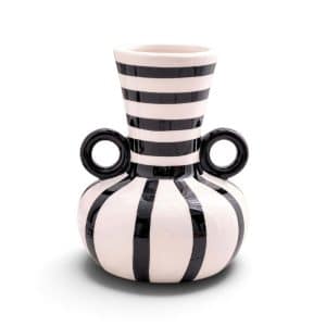 petit vase céramique noir et blanc à rayures