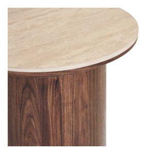 table d'appoint en céramique et ton noyer ronde